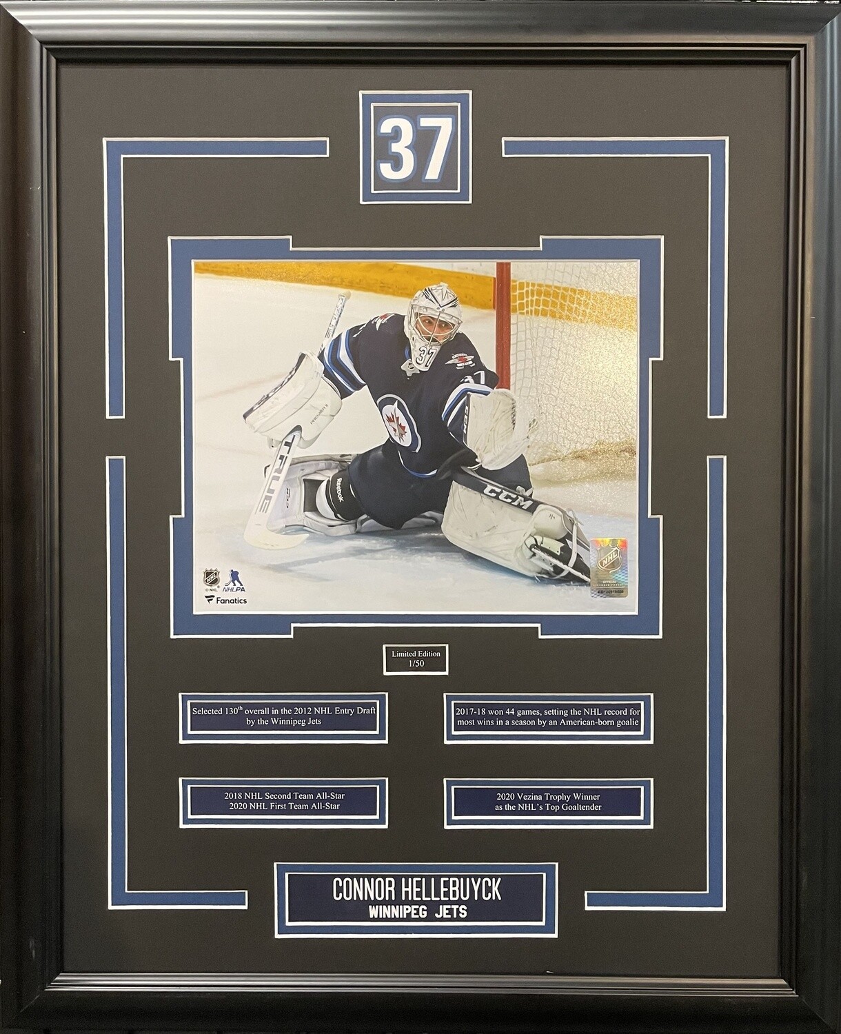 CONNOR HELLEBUYCK - LIMITED EDITION 16X20 FRAME #/50 WINNIPEG JETS