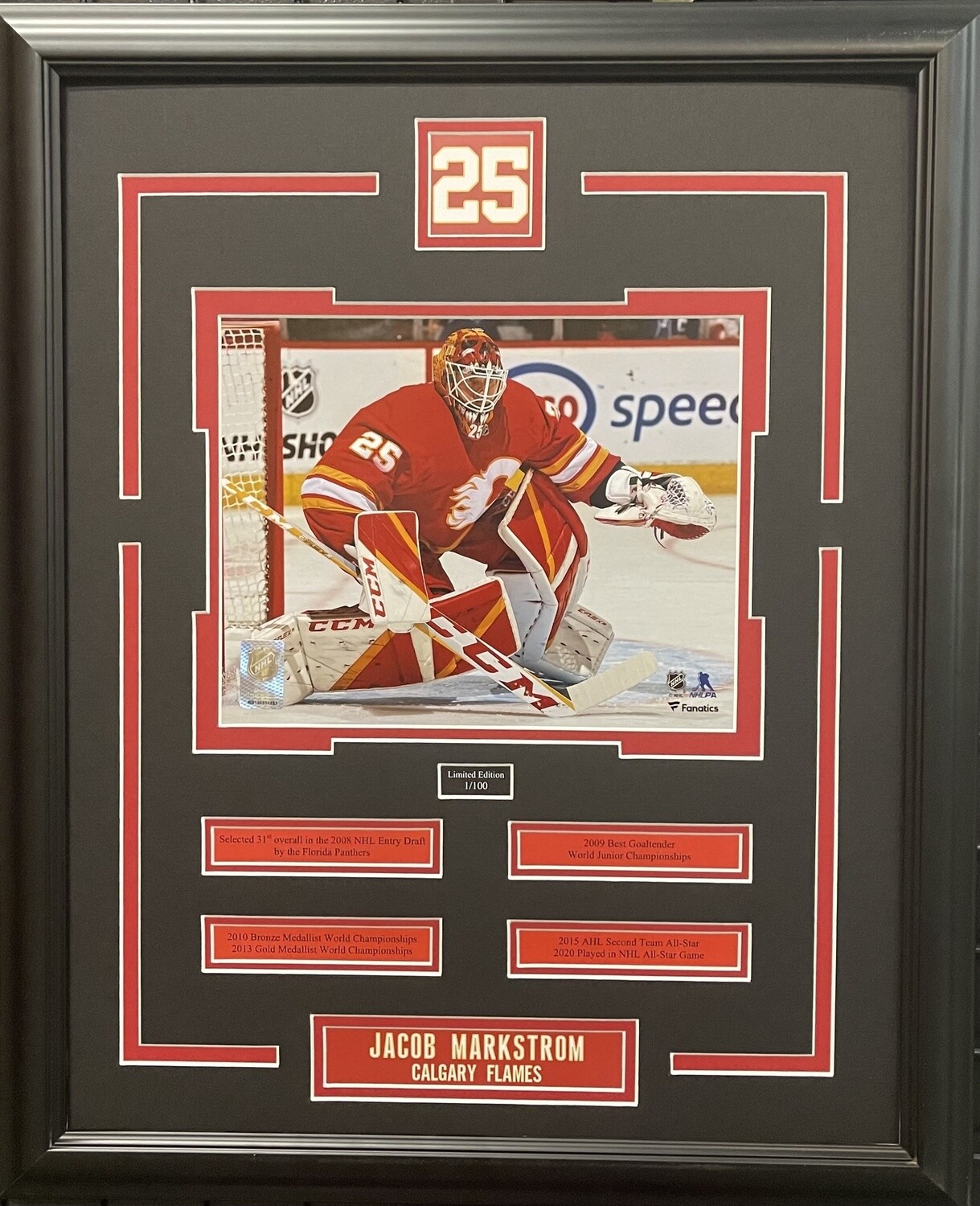 JACOB MARKSTROM - LIMITED EDITION 16X20 FRAME #/100 CALGARY FLAMES