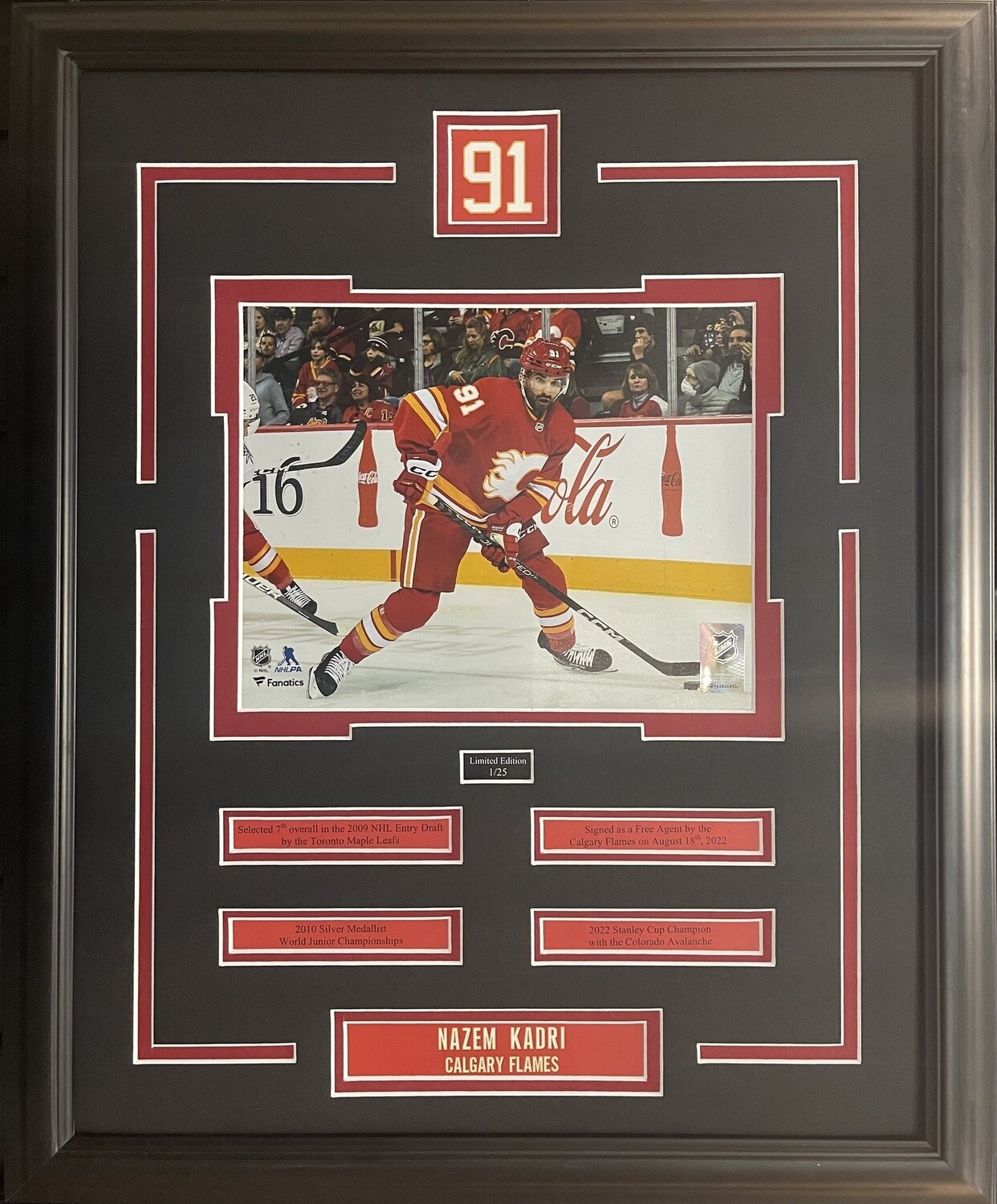 NAZEM KADRI - LIMITED EDITION 16X20 FRAME #/25 CALGARY FLAMES