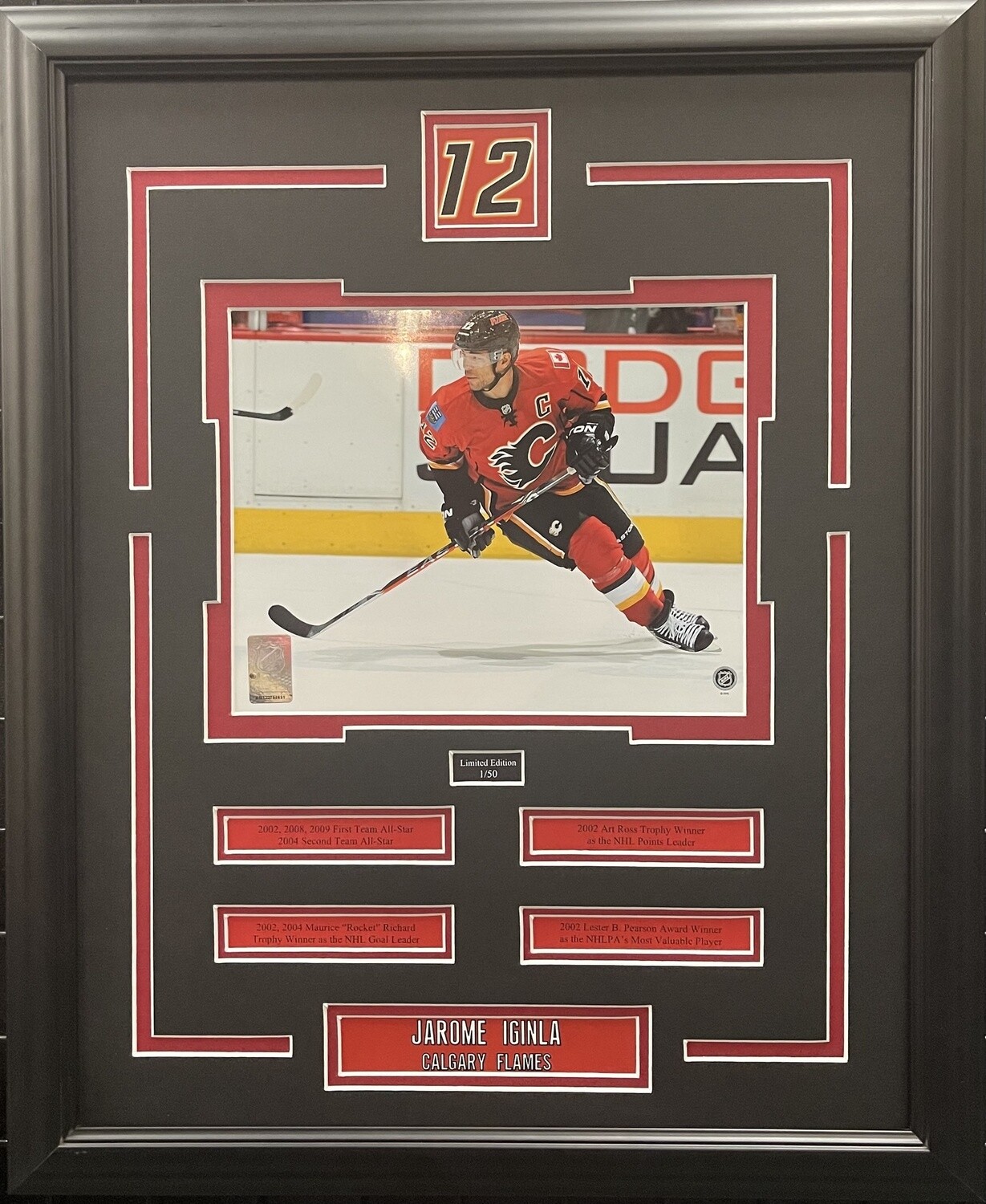 JAROME IGINLA - LIMITED EDITION 16X20 FRAME #/50 CALGARY FLAMES
