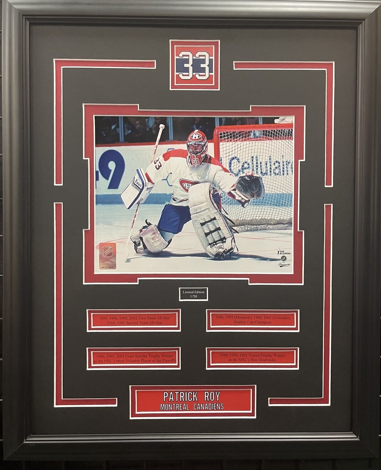 PATRICK ROY - LIMITED EDITION 16X20 FRAME #/50 MONTREAL CANADIENS