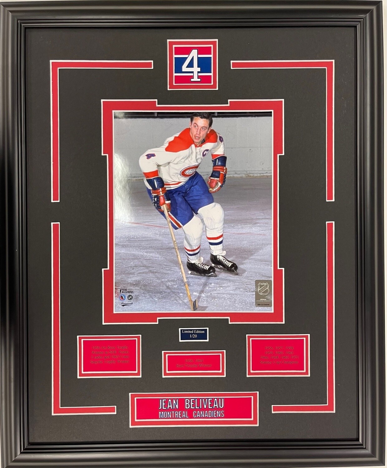 JEAN BELIVEAU - LIMITED EDITION 16X20 FRAME #/20 MONTREAL CANADIENSs
