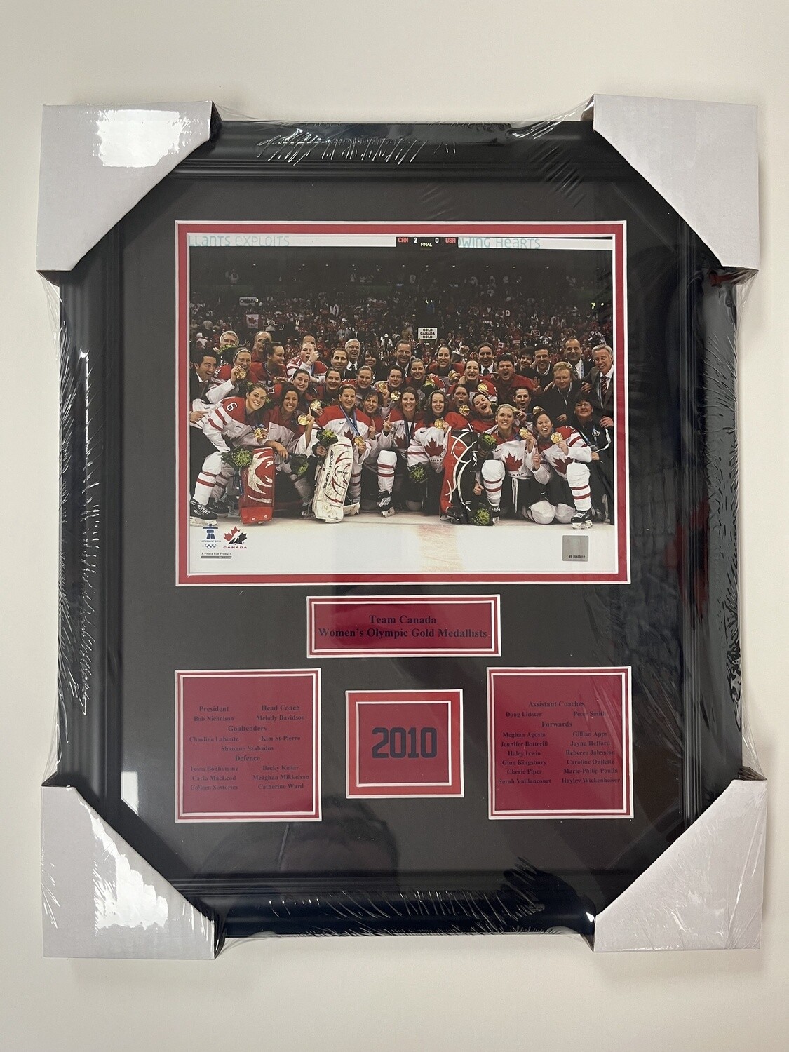 2010 WOMENS OLYMPIC GOLD - TEAM CANADA 13X16 FRAME