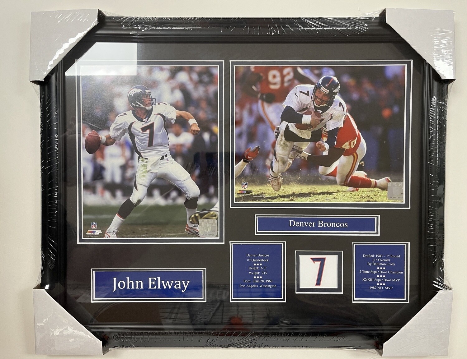 JOHN ELWAY - DENVER BRONCOS 2 PHOTO 16X20 FRAME