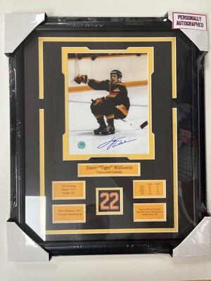 TIGER WILLIAMS - AUTOGRAPHED VANCOUVER CANUCKS 16X20 FRAME