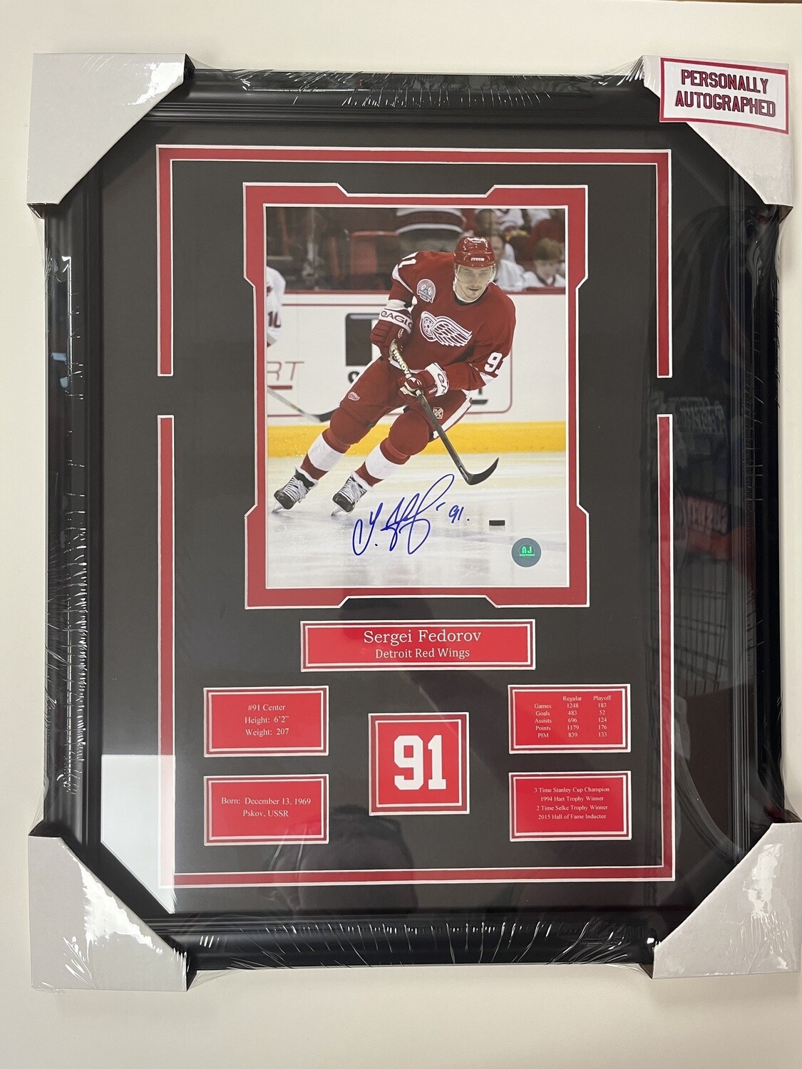 SERGEI FEDOROV - AUTOGRAPHED DETROIT RED WINGS 16X20 FRAME