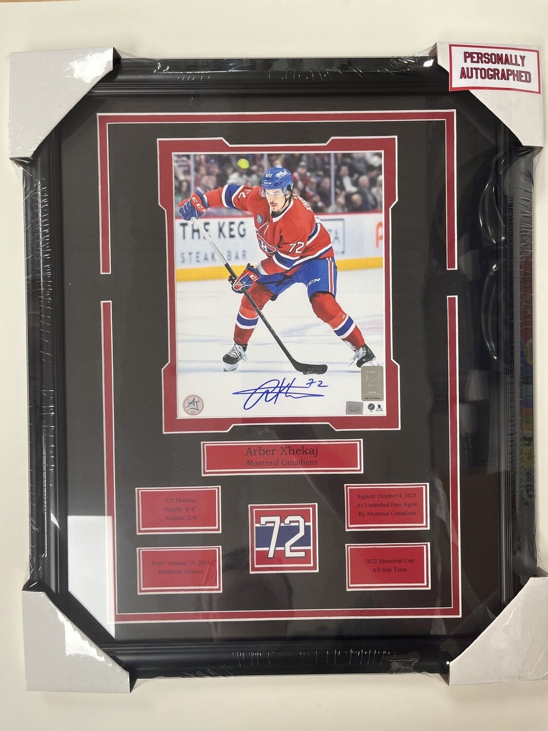 ARBER XHEKAJ - AUTOGRAPHED MONTREAL CANADIENS 16X20 FRAME