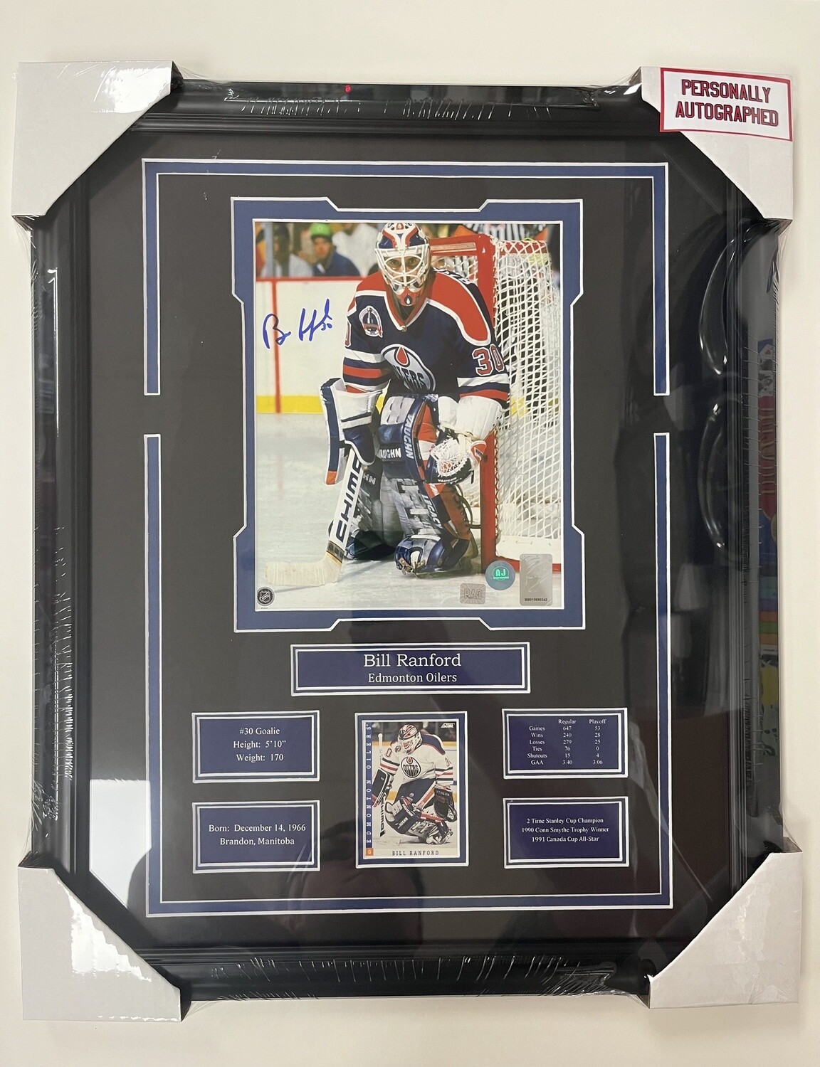 BILL RANFORD - AUTOGRAPHED EDMONTON OILERS 16X20 FRAME