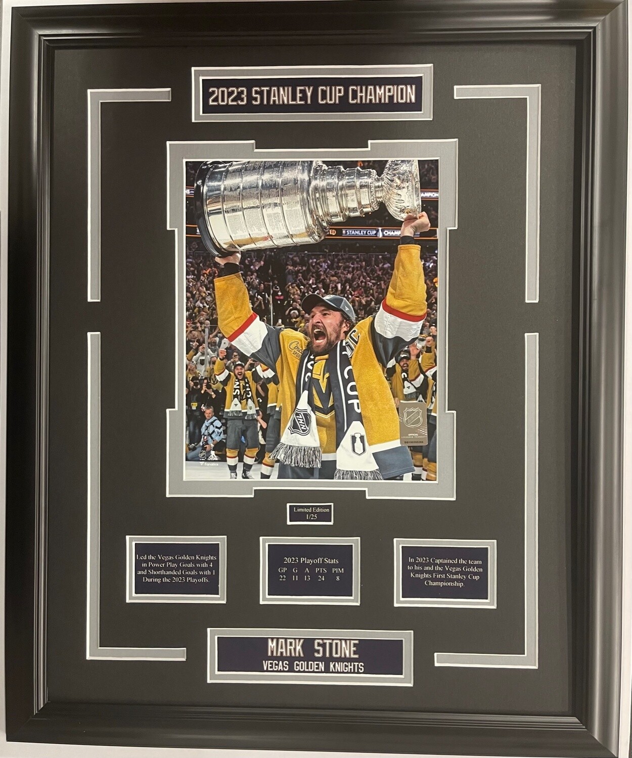 MARK STONE 2023 SC - LIMITED EDITION 16X20 FRAME #/25 - VEGAS GOLDEN KNIGHTS