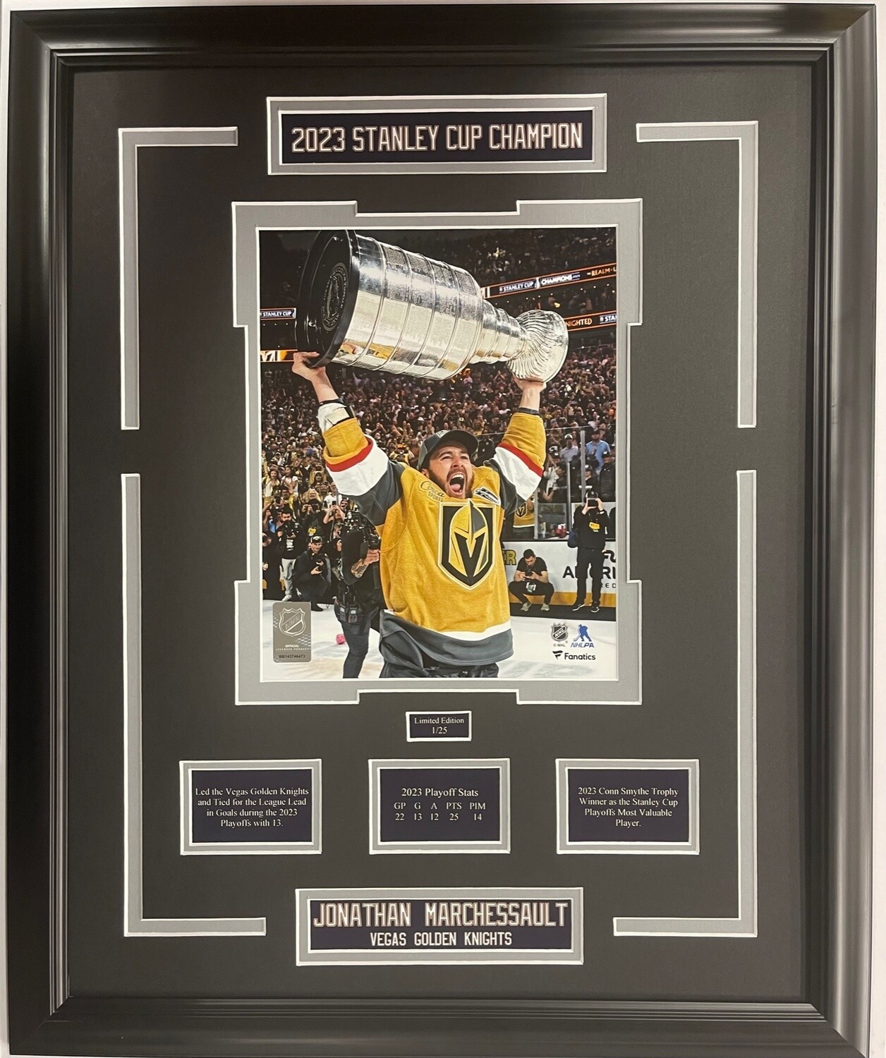 JONATHAN MARCHESSAULT 2023 SC - LIMITED EDITION 16X20 FRAME #/25 - VEGAS GOLDEN KNIGHTS