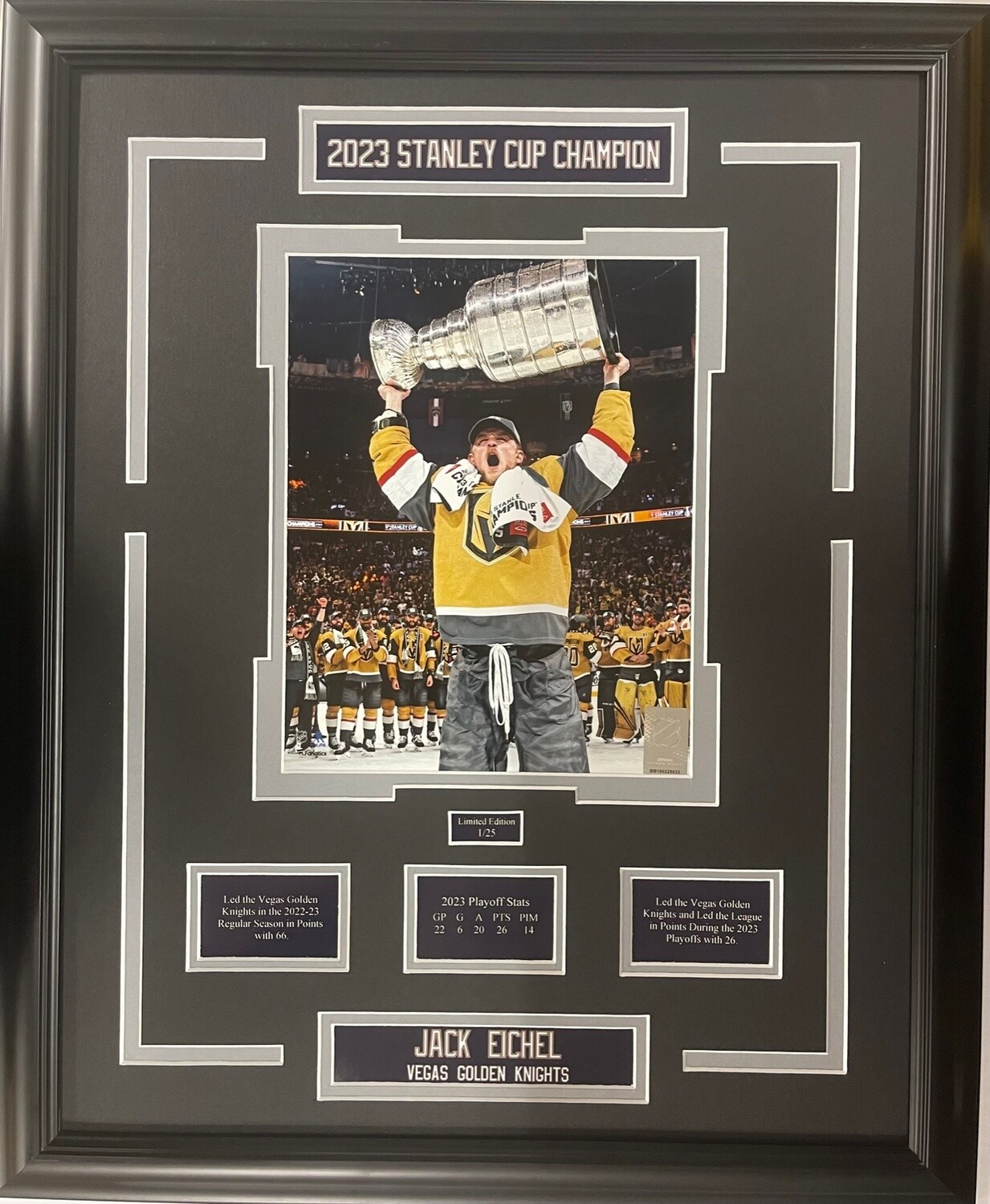 JACK EICHEL 2023 SC - LIMITED EDITION 16X20 FRAME #/25 - VEGAS GOLDEN KNIGHTS