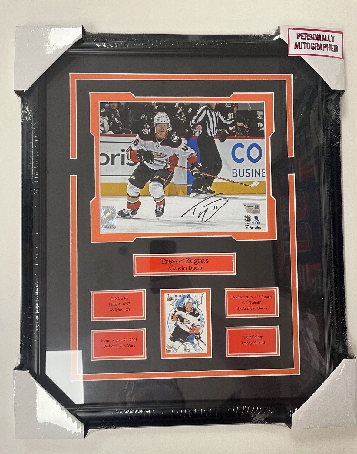 TREVOR ZEGRAS - AUTOGRAPHED ANAHEIM DUCKS 16X20 FRAME