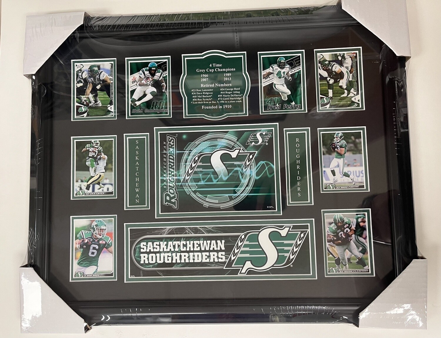POSTCARD TEAM HISTORY - SASKATCHEWAN ROUGHRIDERS 16X20 FRAME