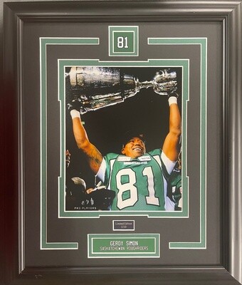 GEROY SIMON - SASKATCHEWAN ROUGHRIDERS LIMITED EDITION #/10 13X16 FRAME