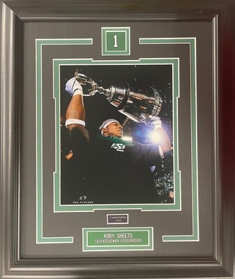 KORY SHEETS - SASKATCHEWAN ROUGHRIDERS LIMITED EDITION #/10 13X16 FRAME