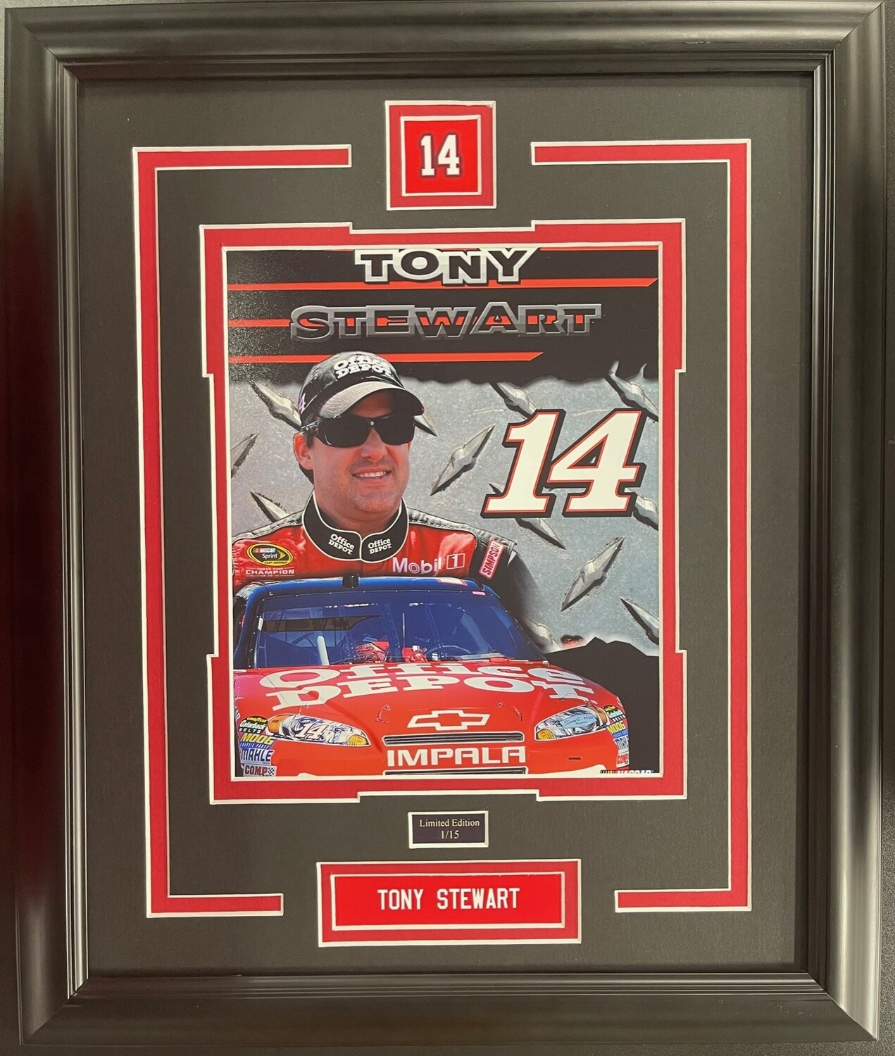 TONY STEWART - NASCAR LIMITED EDITION #/15 13X16 FRAME
