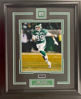 CHRIS GETZLAF - SASKATCHEWAN ROUGHRIDERS LIMITED EDITION #/10 13X16 FRAME