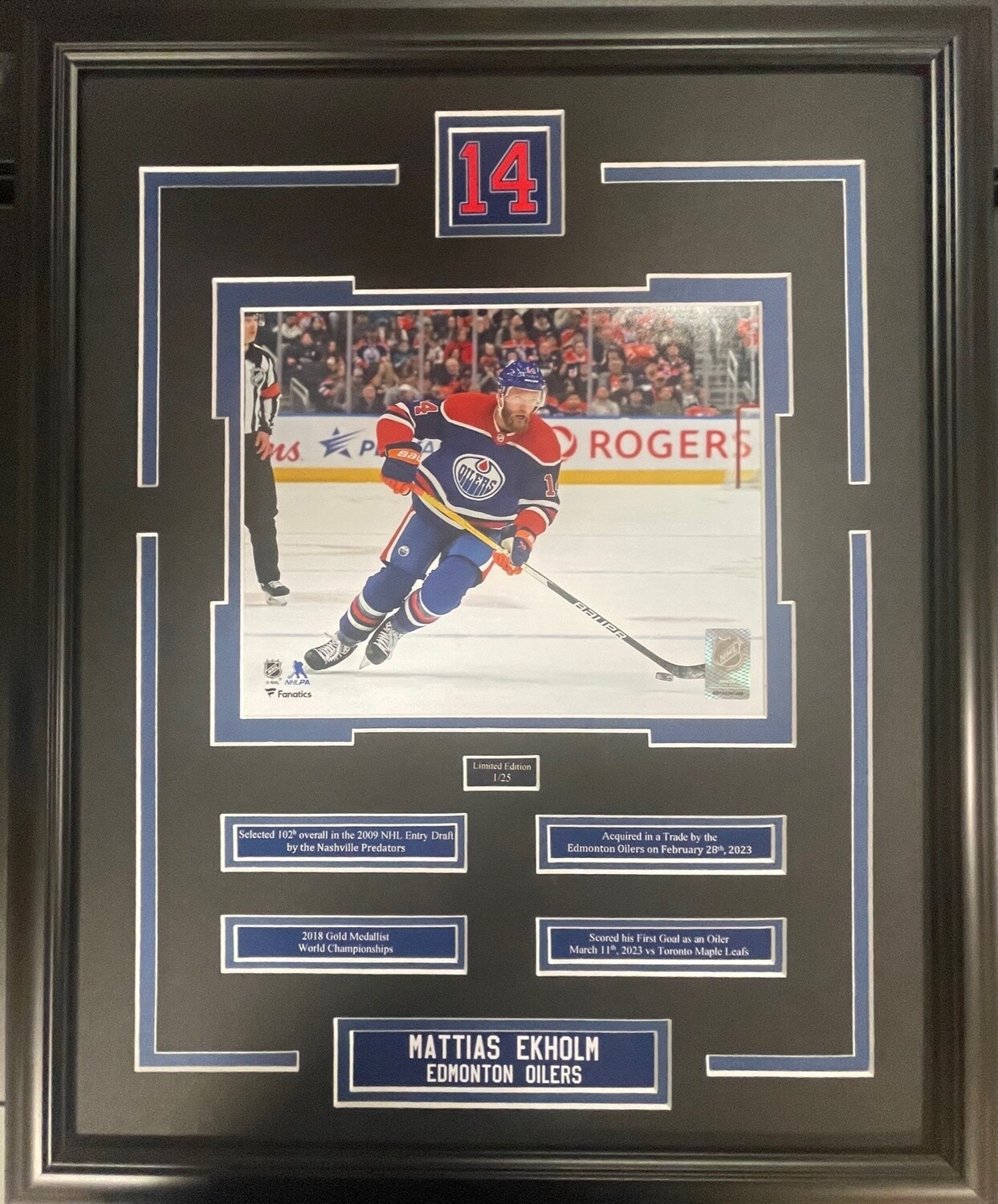 MATTIAS EKHOLM - LIMITED EDITION 16X20 FRAME #25 - EDMONTON OILERS