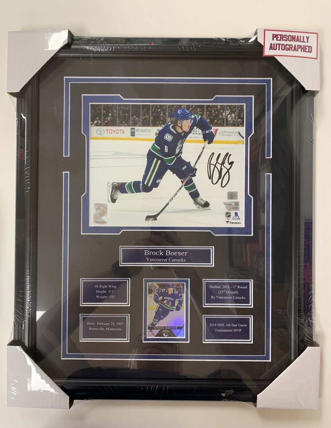 BROCK BOESER - AUTOGRAPHED VANCOUVER CANUCKS 16X20 FRAME