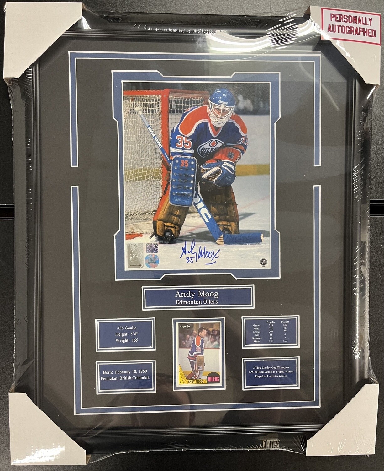 ANDY MOOG - AUTOGRAPHED EDMONTON OILERS 16X20 FRAME