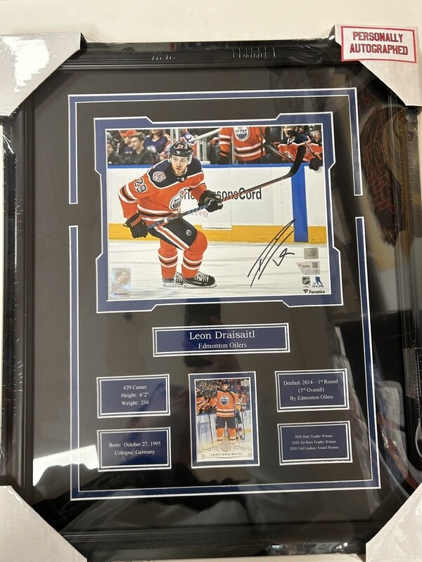 LEON DRAISAITL - AUTOGRAPHED EDMONTON OILERS 16X20 FRAME