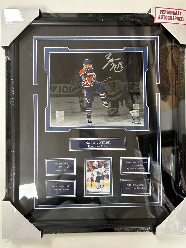 ZACH HYMAN - AUTOGRAPHED EDMONTON OILERS 16X20 FRAME