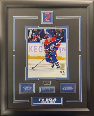EVAN BOUCHARD LIMITED EDITION 16X20 FRAME #/20 EDMONTON OILERS