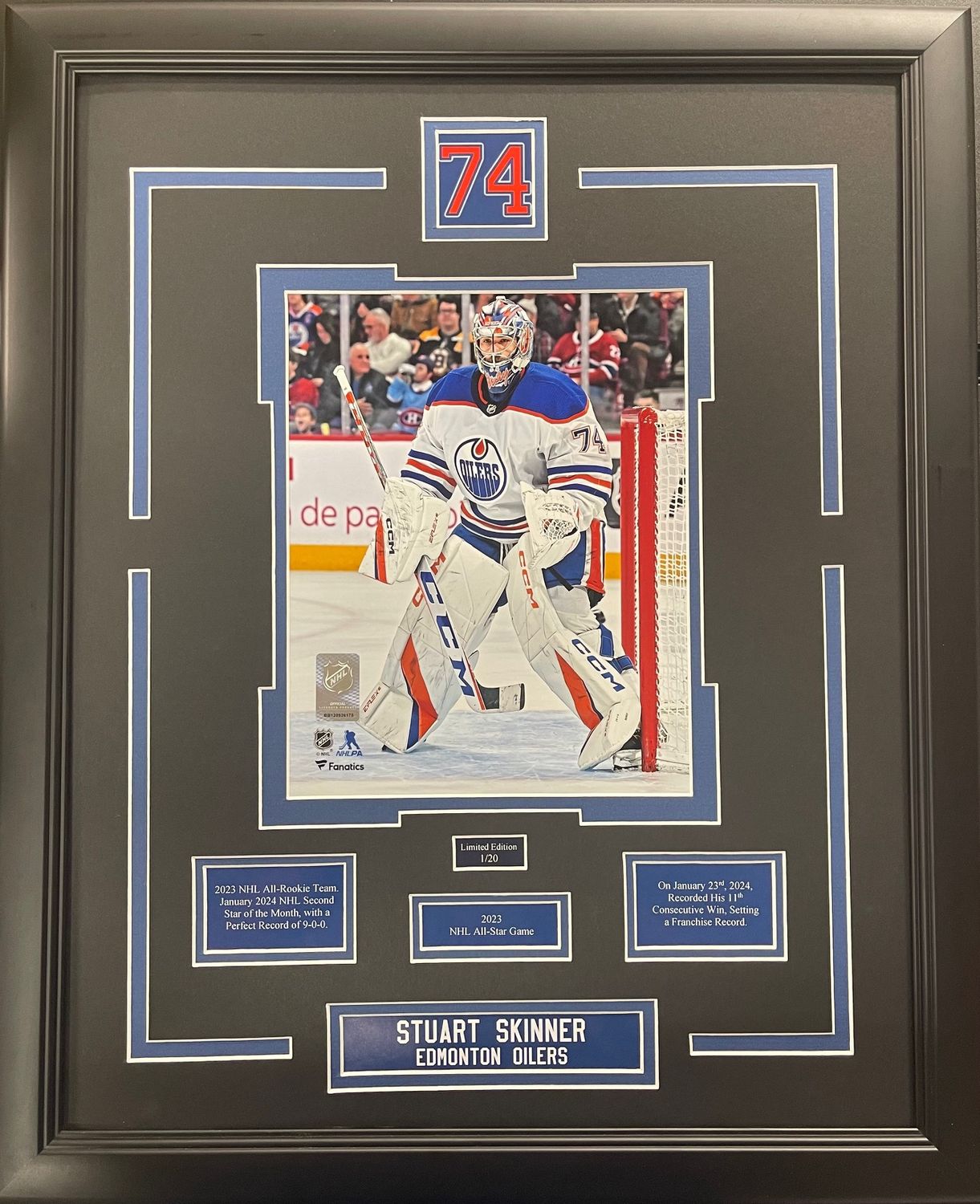 STUART SKINNER - LIMITED EDITION 16X20 FRAME #/25 EDMONTON OILERS