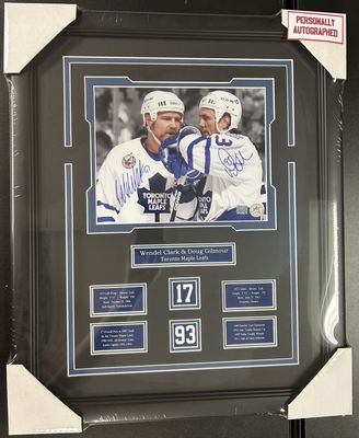 DOUG GILMOUR AND WENDEL CLARK AUTOGRAPHED TORONTO MAPLE LEAFS 16X20 FRAME