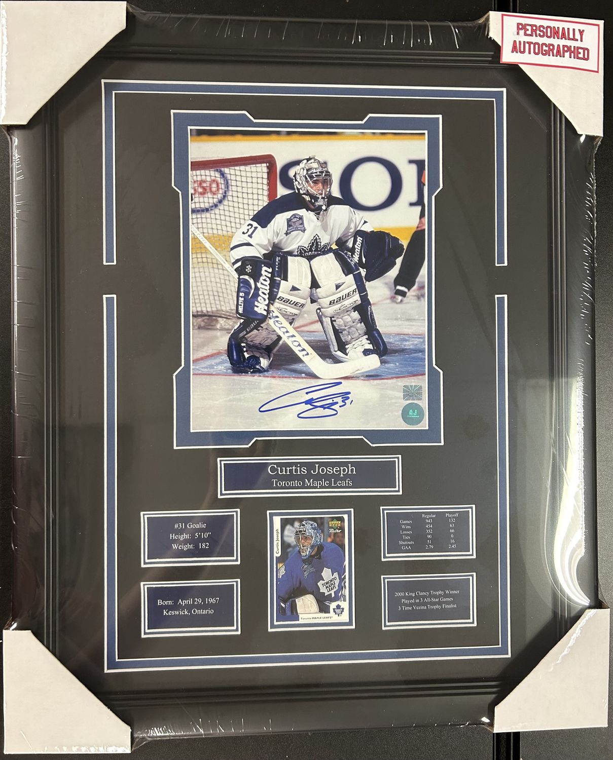 CURTIS JOSEPH - AUTOGRAPHED TORONTO MAPLE LEAFS 16X20 FRAME