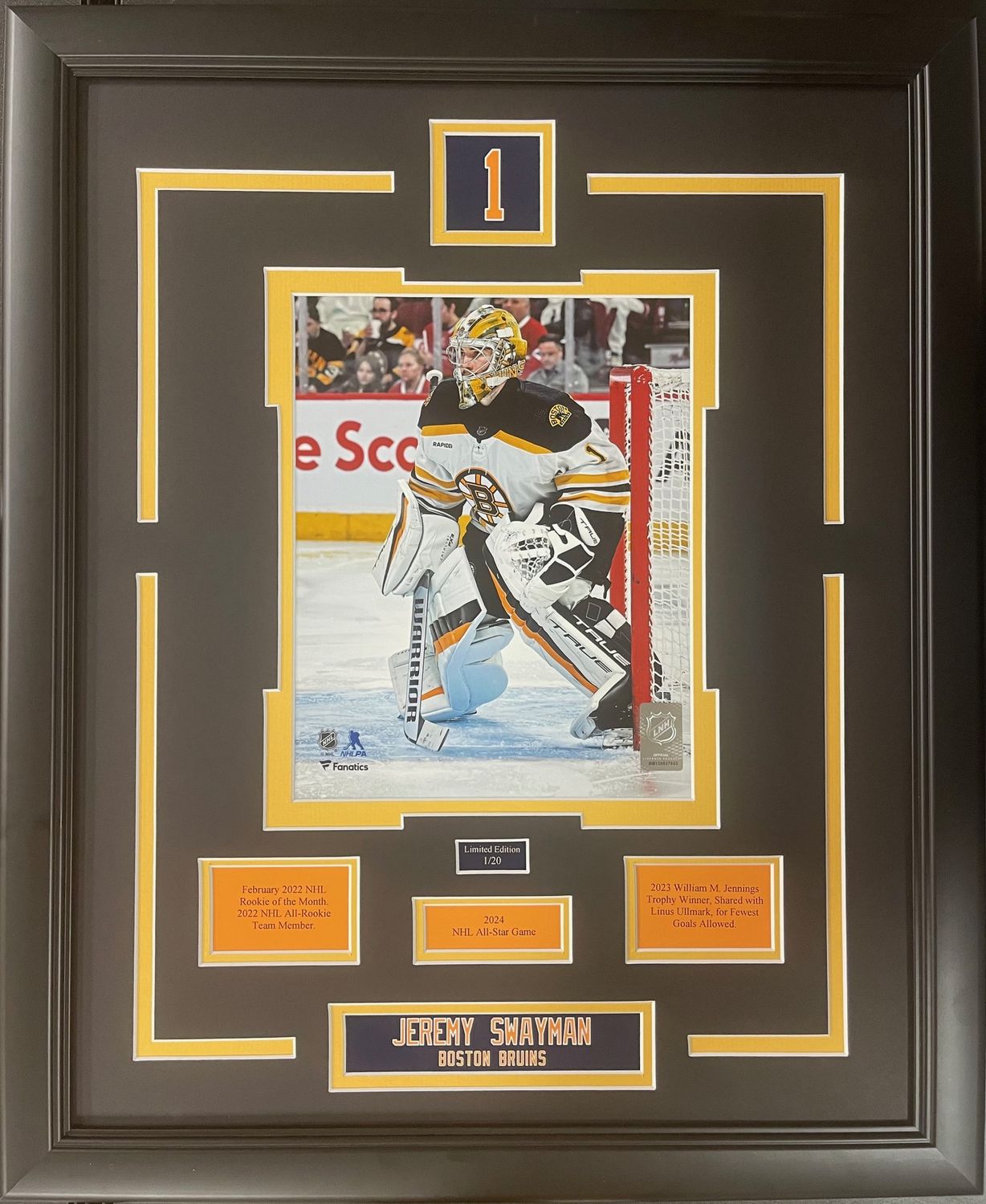JEREMY SWAYMAN - LIMITED EDITION #/20 BOSTON BRUINS