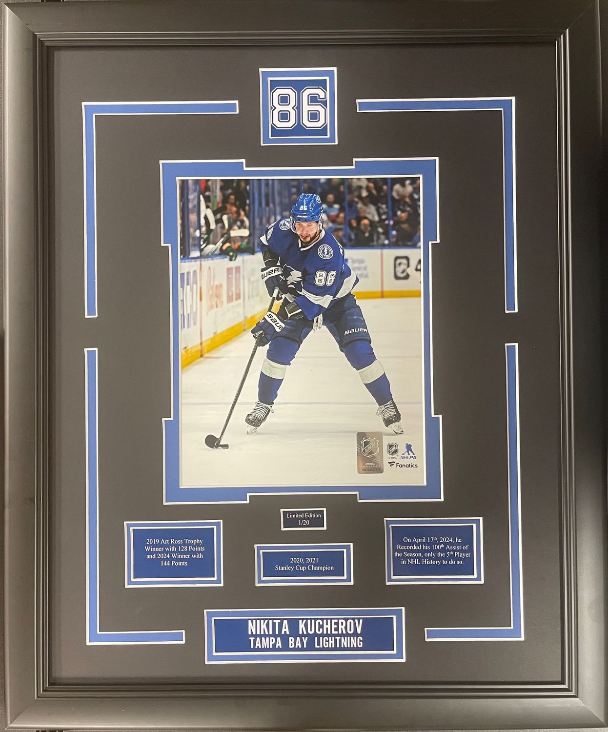 NIKITA KUCHEROV - LIMITED EDITION 16X20 FRAME #/20 - TAMPA BAY LIGHTNING