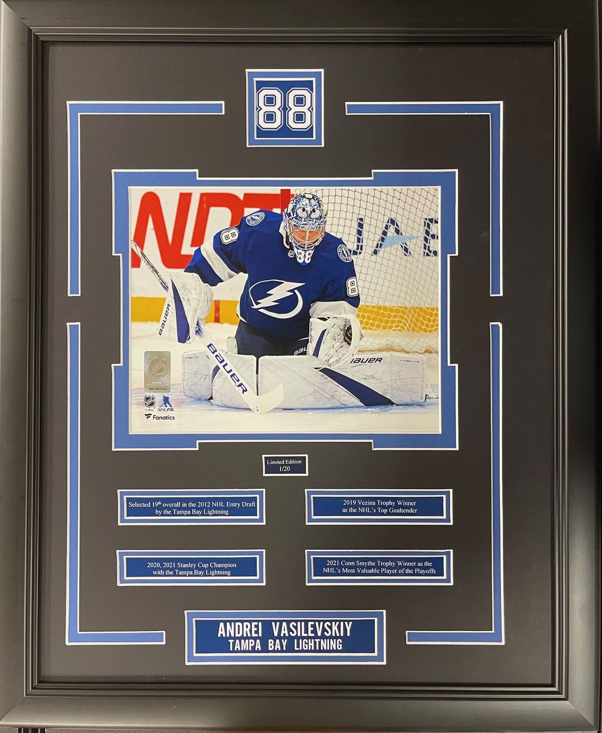 ANDREI VASILEVSKIY - LIMITED EDITION 16X20 FRAME #/20 - TAMPA BAY LIGHTNING