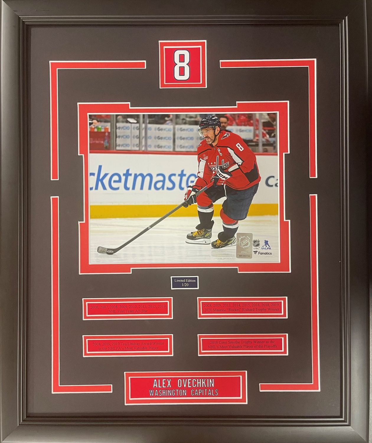 ALEXANDER OVECHKIN - LIMITED EDITION 16X20 FRAME #/20 WASHINGTON CAPITALS