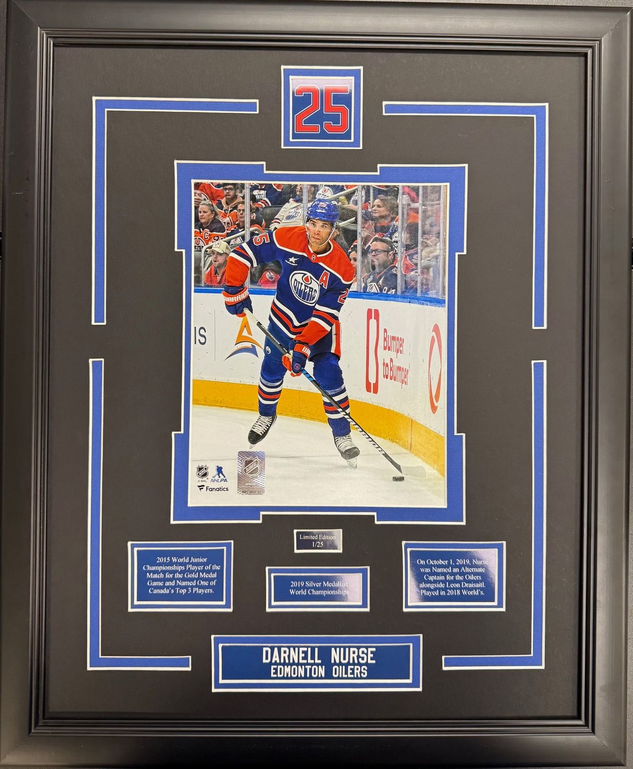 DARNELL NURSE (BLUE JERSEY) - LIMITED EDITION 16X20 FRAME #/25 EDMONTON OILERS