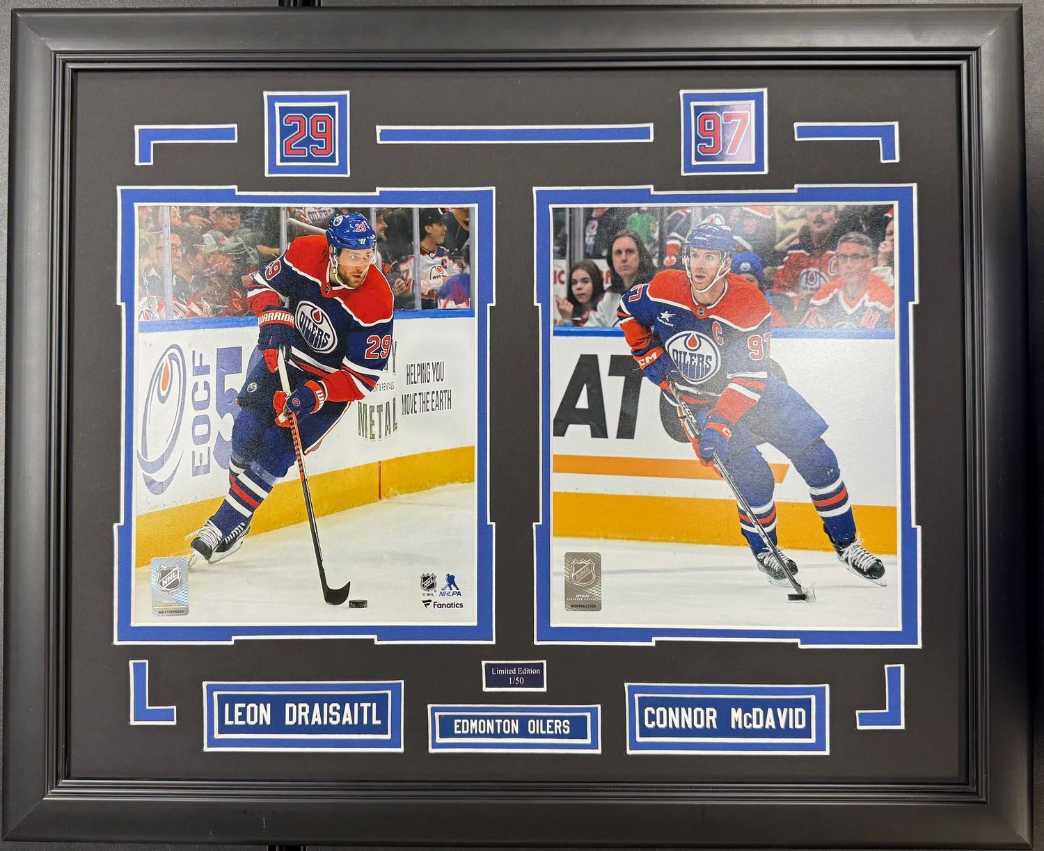 LEON DRAISAITL AND CONNOR MCDAVID (2 PHOTOS) - LIMITED EDITION 16X20 FRAME #/50 EDMONTON OILERS