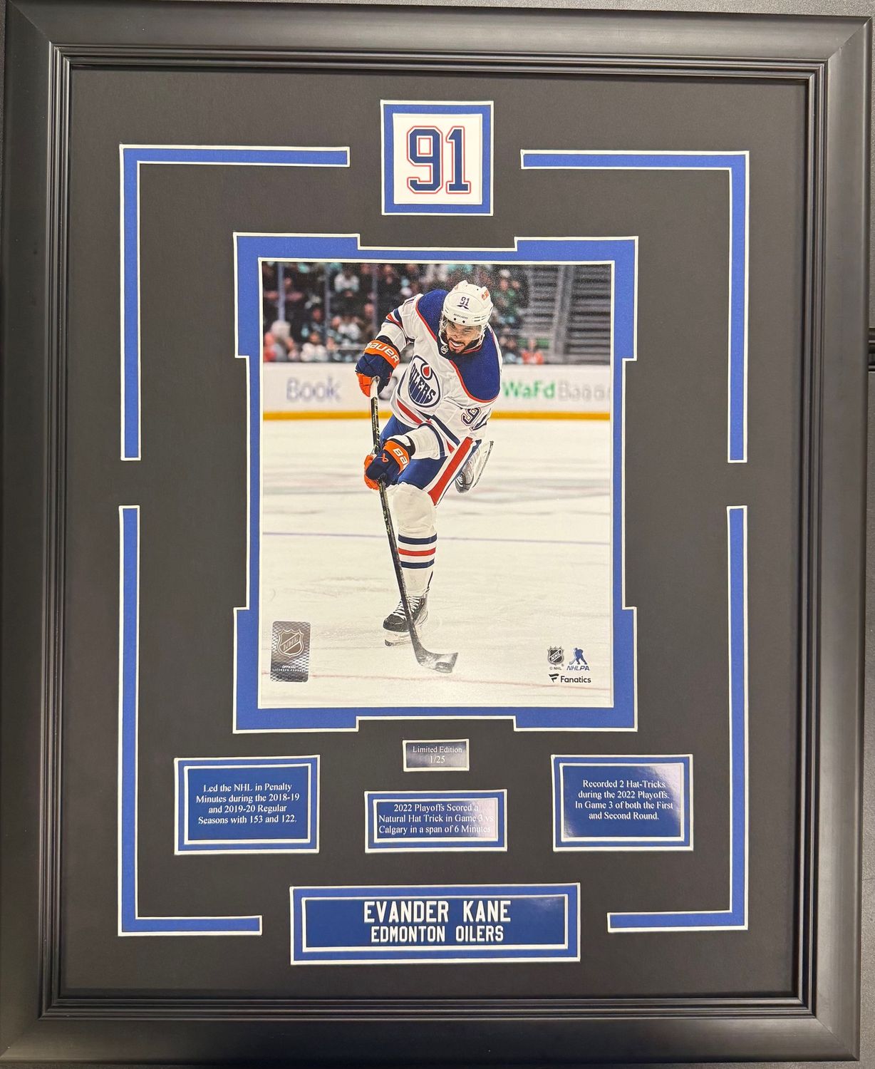 EVANDER KANE (WHITE JERSEY) - LIMITED EDITION 16X20 FRAME #/25 EDMONTON OILERS