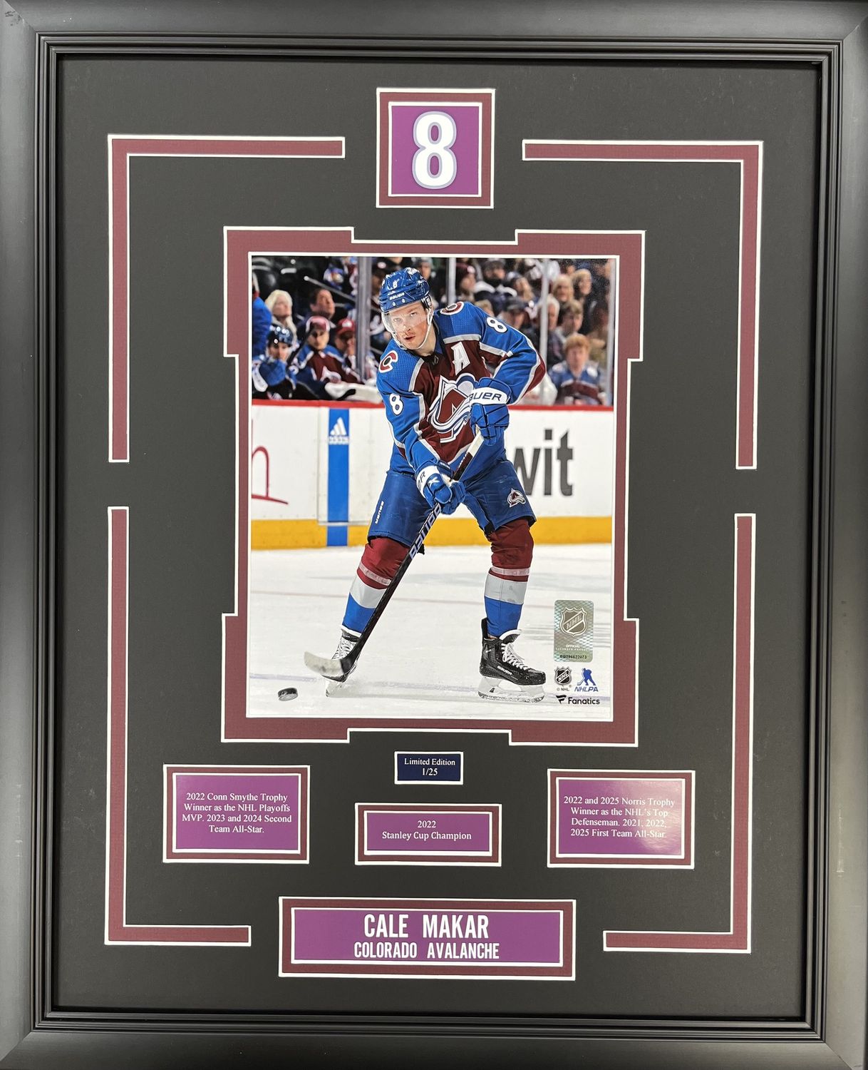 CALE MAKAR - LIMITED EDITION 16X20 FRAME #/25 COLORADO AVALANCHE