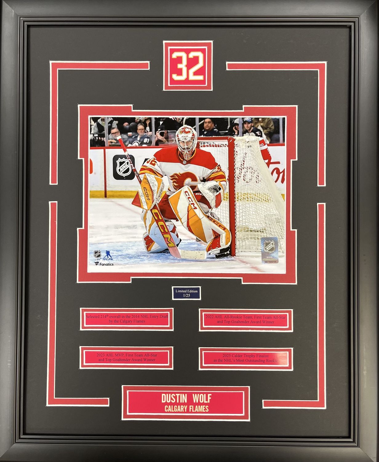 DUSTIN WOLF - LIMITED EDITION 16X20 FRAME #/25 CALGARY FLAMES