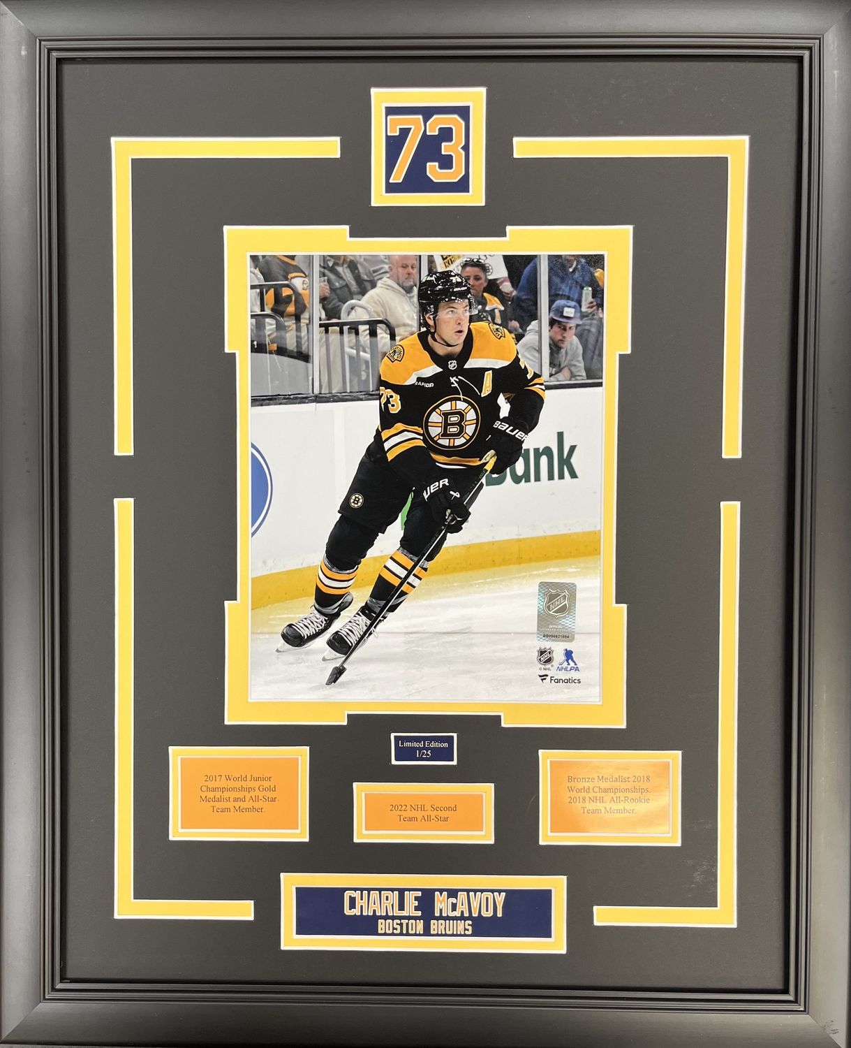 CHARLIE MCAVOY - LIMITED EDITION 16X20 FRAME #/25 BOSTON BRUINS