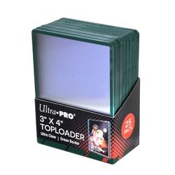 ULTRA PRO REGULAR TOPLOADER GREEN BORDER 25 CT