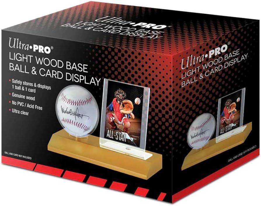 ULTRA PRO BALL &amp; CARD HOLDER LIGHT WOOD