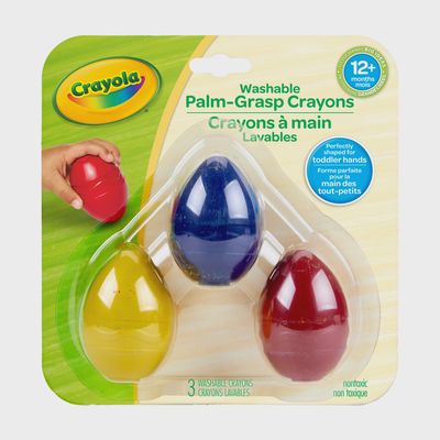 YK WASHABLE PALM-GRASP EGG CRAYONS 3CT