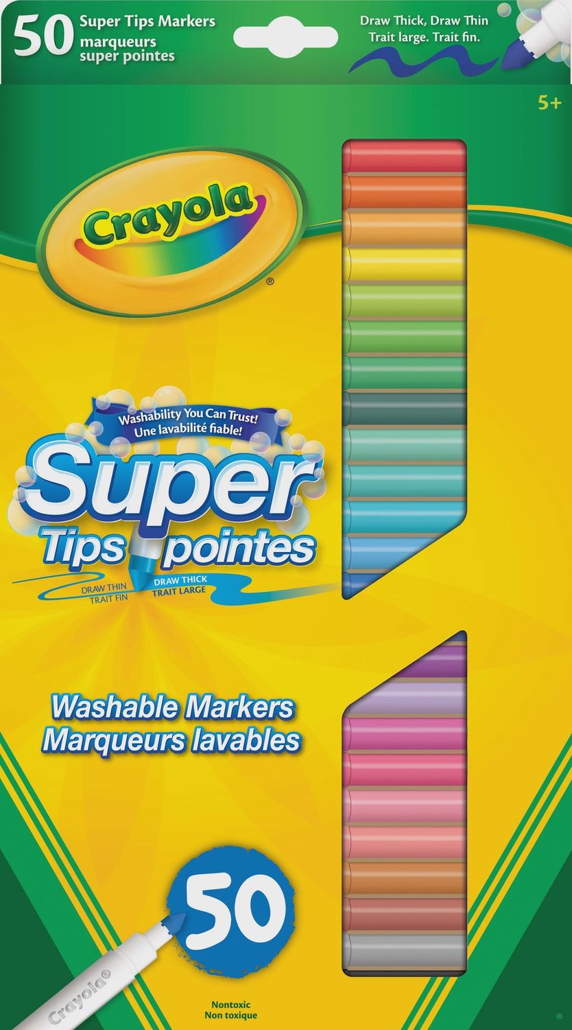 CRAYOLA SUPER TIPS WASHABLE MARKERS 50CT