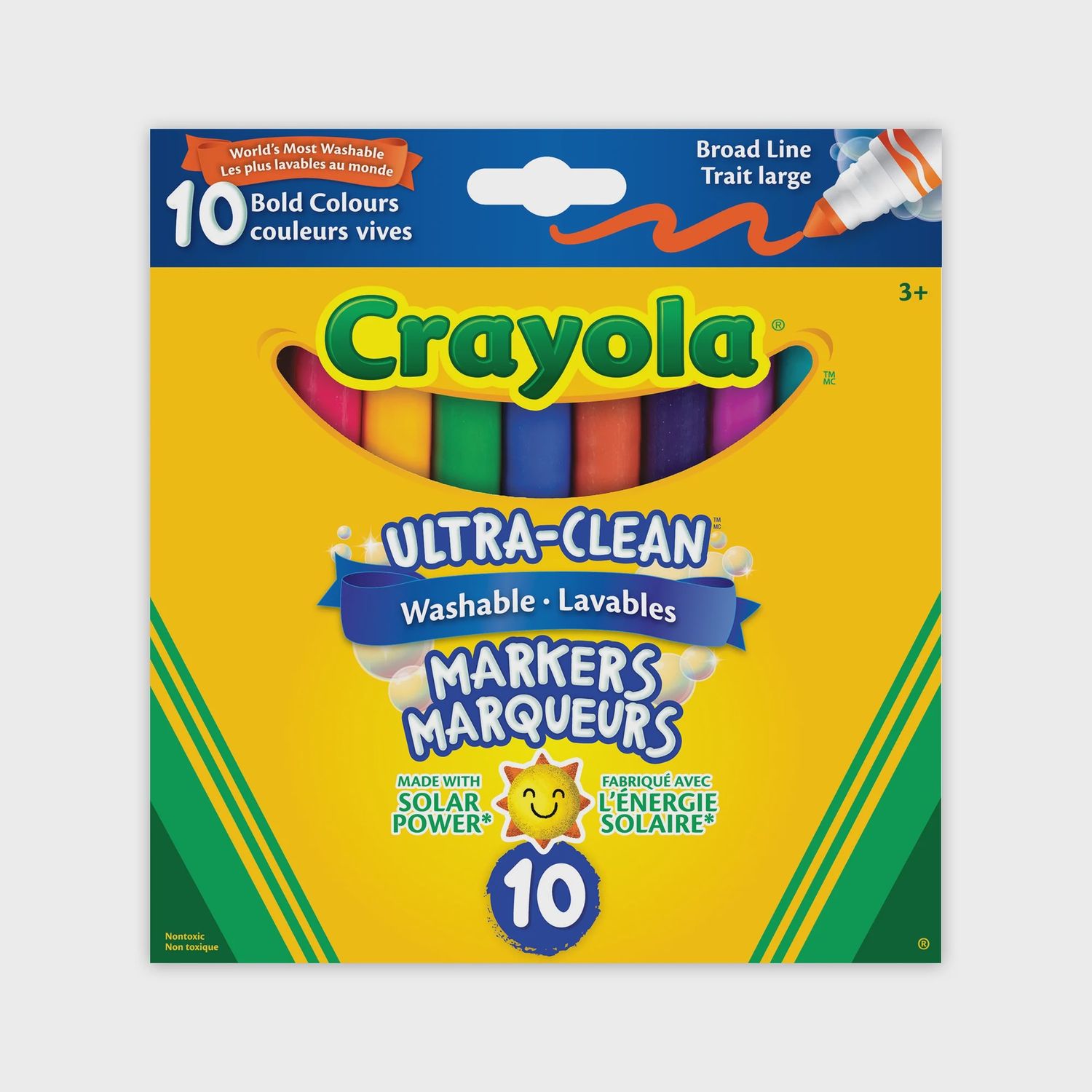 CRAYOLA ULTRA-CLEAN WASHABLE BROAD LINE MARKERS CLASSIC COLOURS 10CT