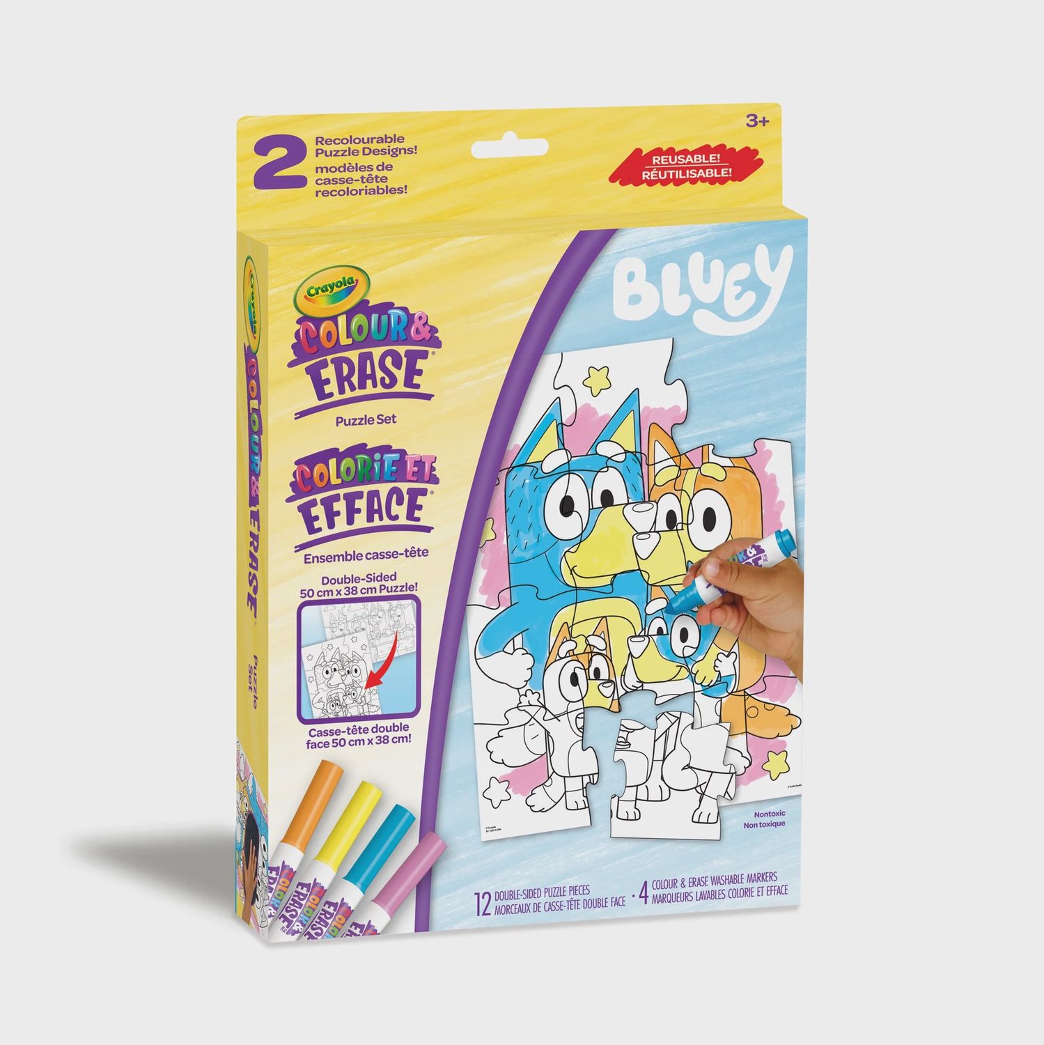 BLUEY COLOUR &amp; ERASE REUSABLE PUZZLE SET