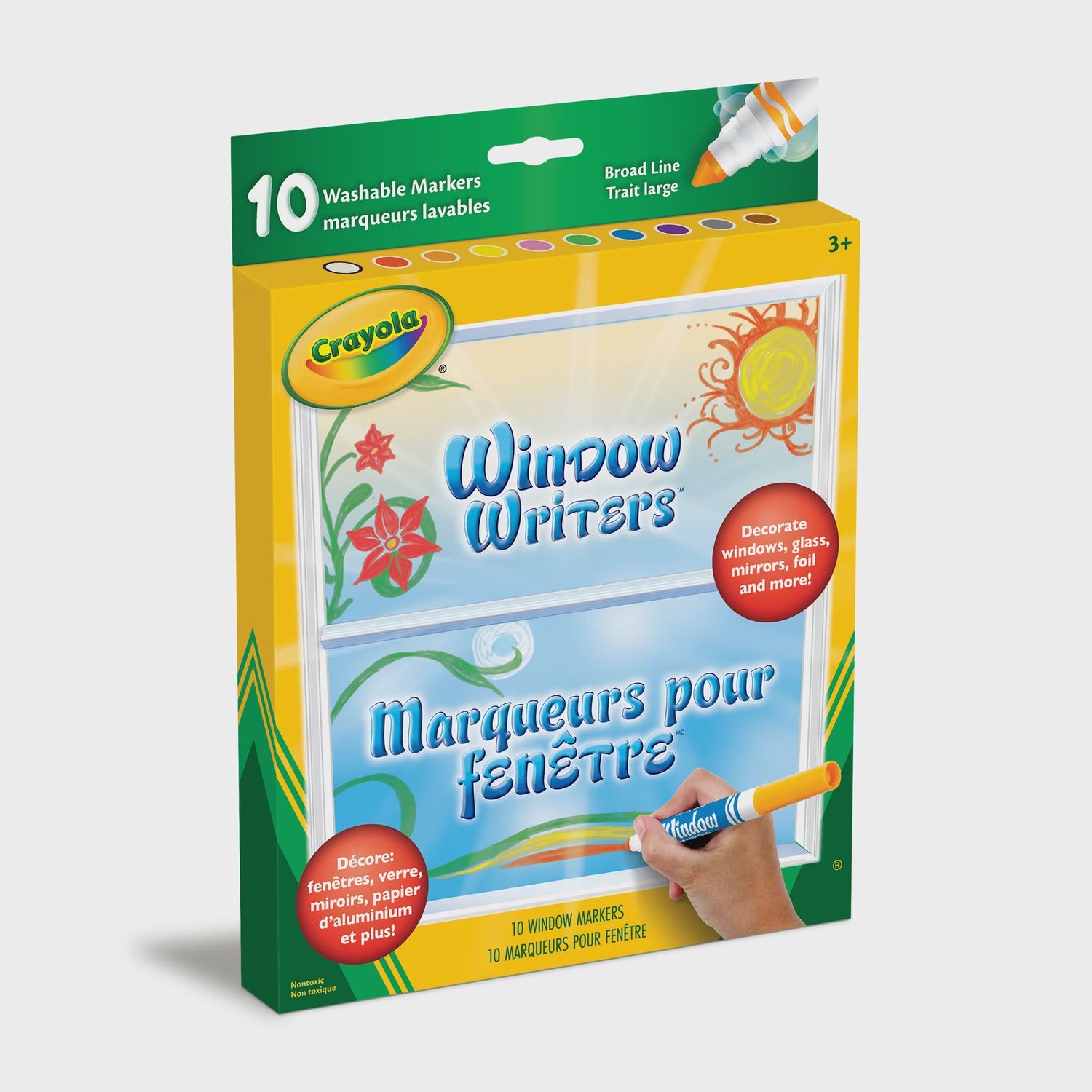 CRAYOLA WASHABLE WINDOW WRITERS MARKERS 10CT
