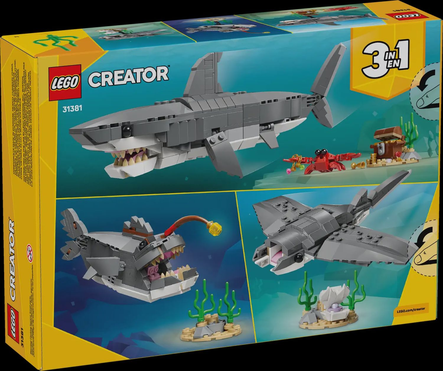 LEGO CREATOR FIERCE SHARK WITH A TREASURE CHEST 31381