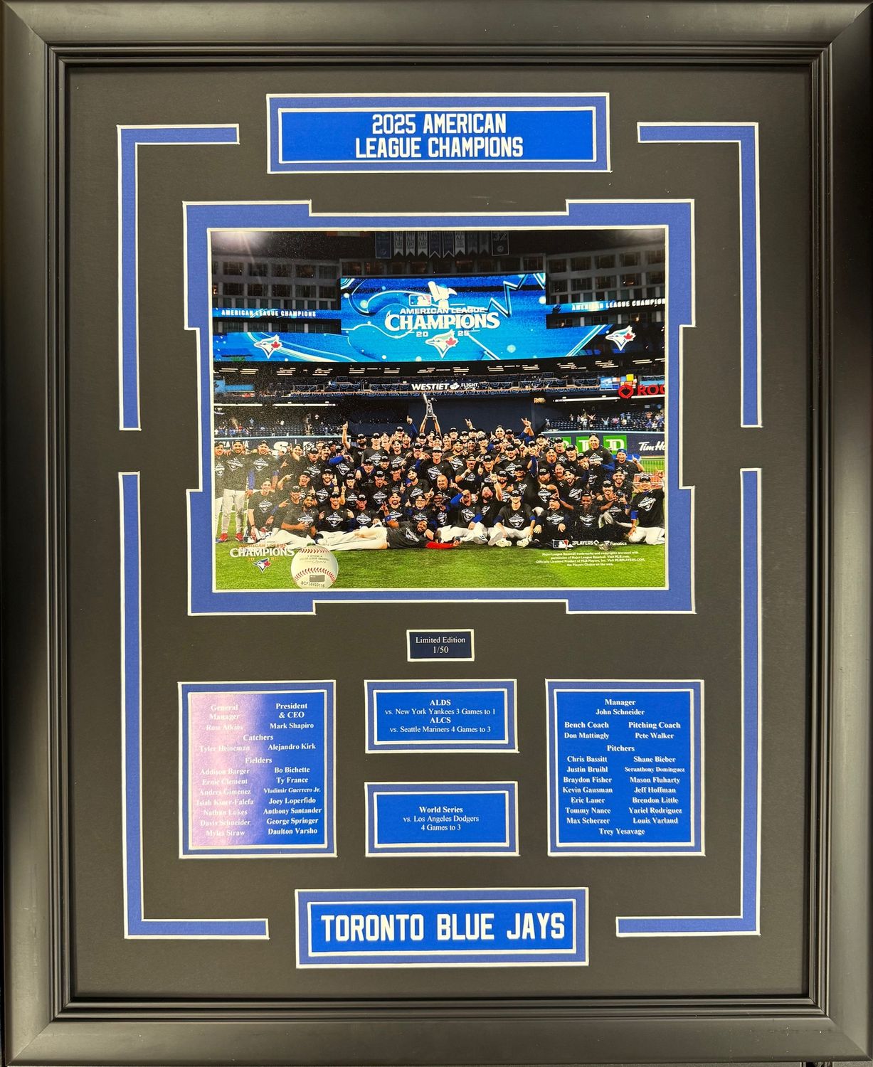 2025 AMERICAN LEAGUE CHAMPIONS - TORONTO BLUE JAYS #/50