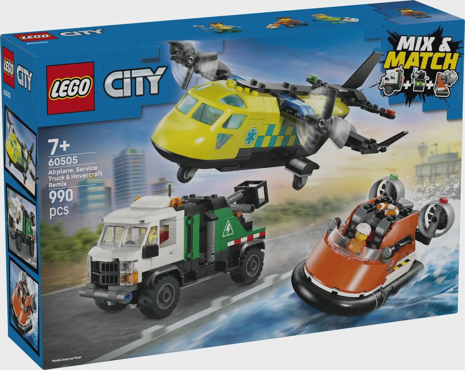 LEGO CITY AIRPLANE SERVICE TRUCK &amp; HOVERCRAFT REMIX 60505